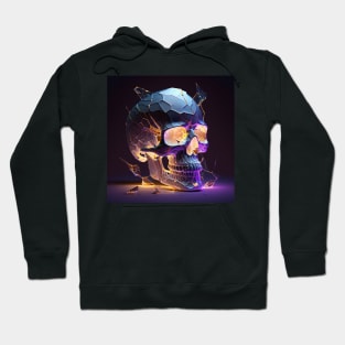 Shattered Glass Light Fire Skull Art Hoodie